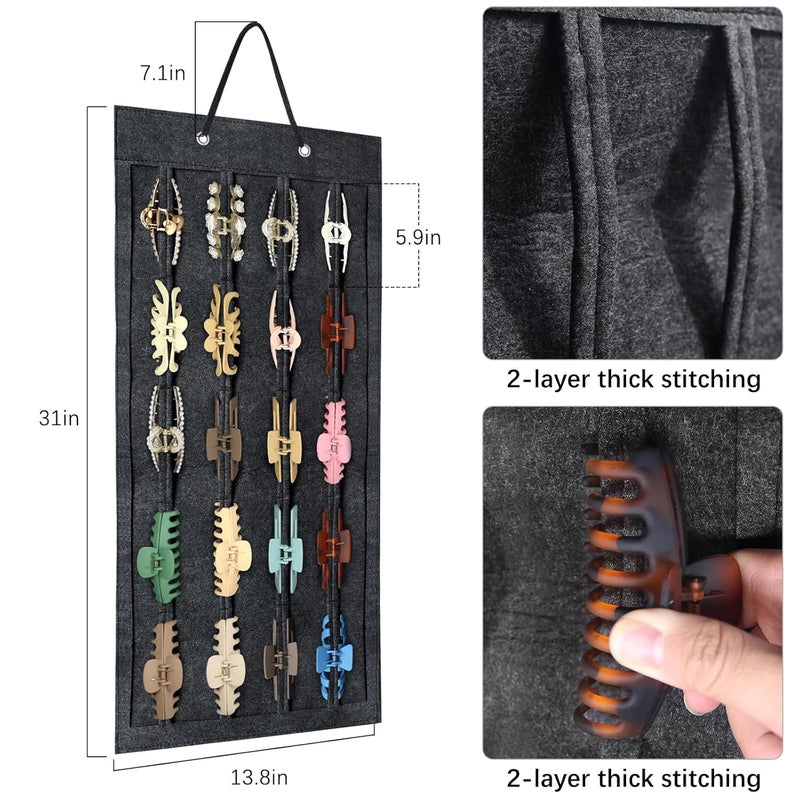 SMUK Hair Claw Clip Holder for Girls, Hanging Claw Clips Storage Organizer for Women, Hair Clip Stand Holder for Wall, Door, Closet, Big Claw Clip Display for Teen Girls - Image 3